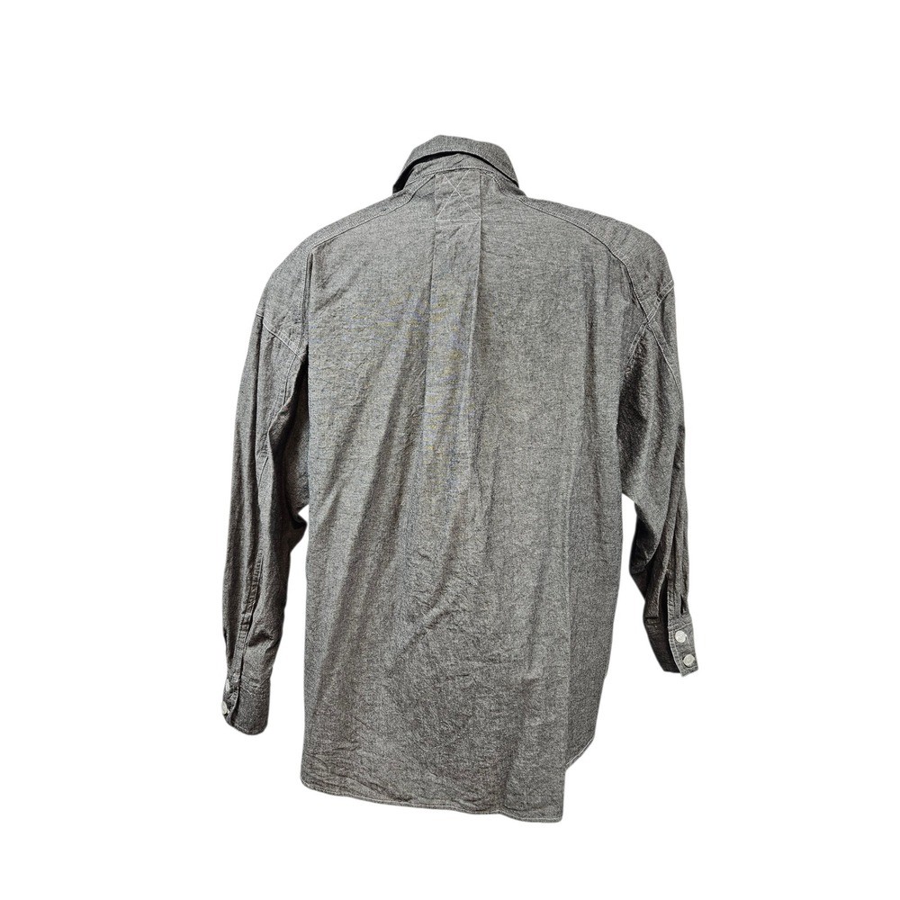Vintage Avon Fashions Gray Cotton Western Button Down Shirt Flap Pockets Size 14 - Picture 4 of 7